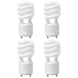 VEVOR 4-Pack CFL Light Bulbs, 13W Compact Fluorescent Spiral Bulbs with 2700K Warm Light, 900lm Luminous Flux, Twist and Lock GU24 Base, Ideal for Bedrooms, Study Rooms, Living Rooms, Commercial Use