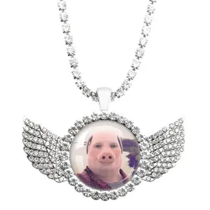 John Pork is Calling Answer Call Phone Humor Funny Pig Lover Graphic The moon Necklace Angel Wings Pendant Necklace Jewelry Gift