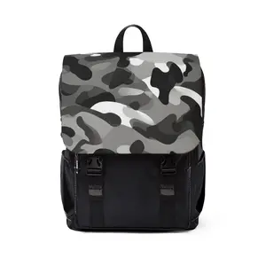 Black, White, and Grey Camo Shoulder Backpack