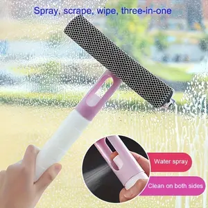 3pcs 3-in-1 Glass Cleaning Spray with Squeegee & Microfiber Cloth - Pink Multi-Purpose Cleaning Tool for Windows, Tiles, Car Windshields, Mirrors & Bathroom Surfaces - Effortlessly Remove Water Stains from Both Sides, Window Cleaning Aid