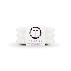 TELETIES - Coconut White - Small Hair Ties - Pack of Three - Strong Grip - No Rip - No Damage Scrunchie