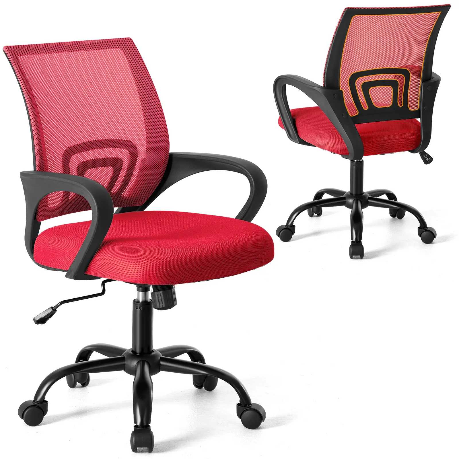 Ergonomic Mesh Office Chair with Lumbar Support, 120° Rocking & Height Adjustable Task Chair, Breathable Mid Back Computer Desk Chair with Fixed Armrest, 250LBS Capacity for Home Office