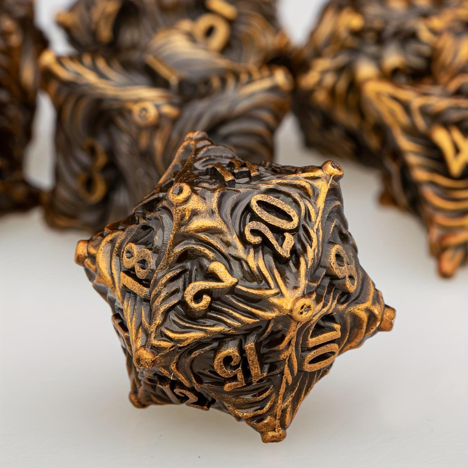 DND Metal Dice Set Blue Dungeons and Dragons Dice 7pcs Vortex Design D&D Dice Polyhedral Dice RPG D and D Role Playing Games Dice D20 D12 D10 D8 D6 D4