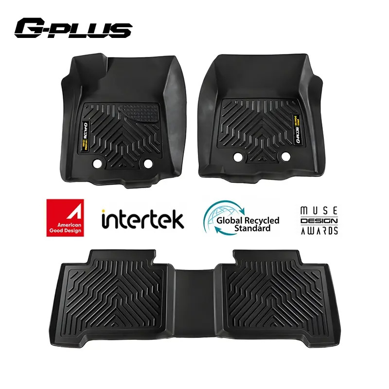 G-PLUS Floor Mats Compatible with Toyota Tacoma 2016-2023 Double Cab (Only Fit Automatic, Not Fit Vehicles with Vinyl Flooring), TPE Custom Fit All Weather Front & 2nd Row Floor Liners