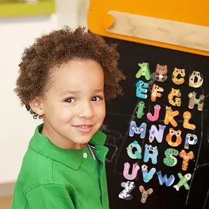 Magnetic Letters and Numbers Fridge Magnets, 26 Uppercase Letters 0-9 Numbers, Animal Alphabet Refrigerator Toy Set Decor Christmas