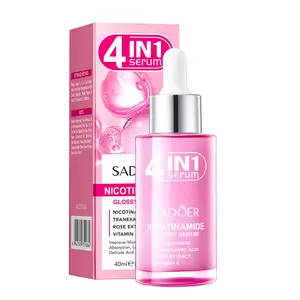 SADOER 4IN1 Niacinamide Glossy Serum Brightening Hydrating Anti-Aging with Tranexamic Acid Rose Extract & Vitamin E for Radiant Skin Care