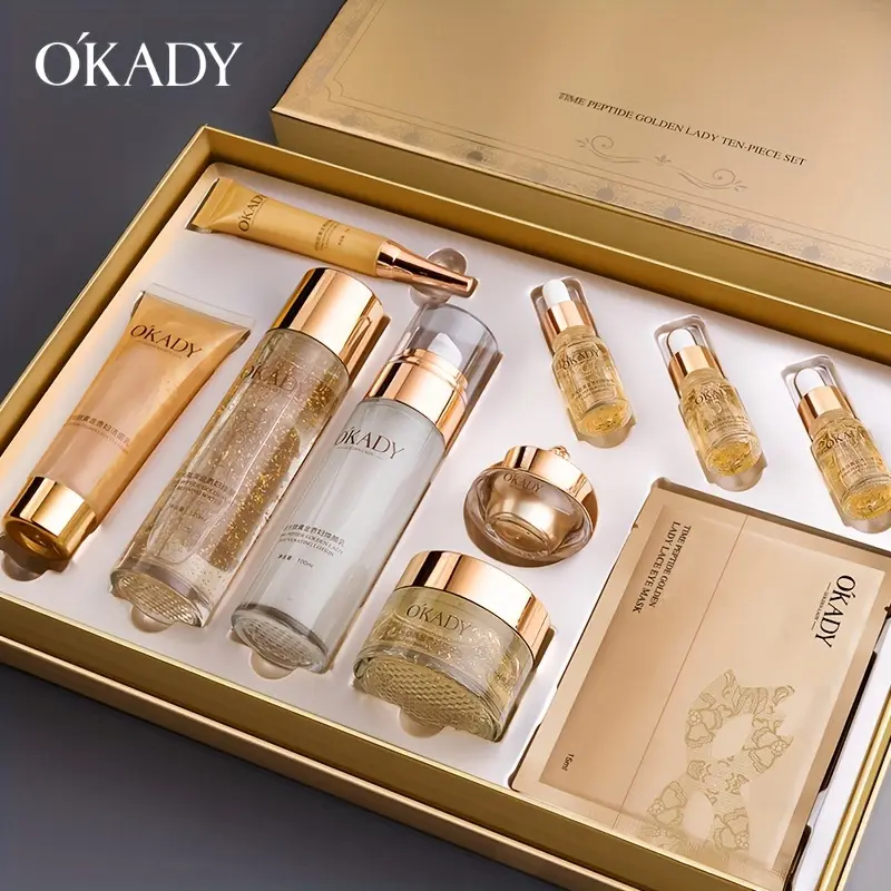 Polypeptide Skin Care Set, -Adult Moisturizing Day & Night Routine, Allergy-Free, Alcohol-Free, for All Skin Types, Ideal Gift for Thanksgiving, New Year, Valentine's Day - Deluxe Royal Premium Collection