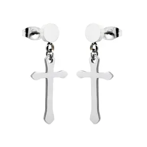 Eternal Cross Earrings – Polished Stainless Steel