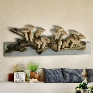 Cross-Border Mushroom Tree Stump Craft, Realistic Mushroom Landscape, Creative Wall Hanging Decor, Hanging Panel, Ornament Gift, DIY Decoration