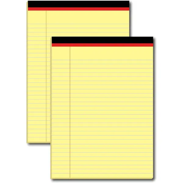 AUKSales Yellow Legal Pads, 2-Pack 8.5x11 in Wide-Ruled Micro-Perforated Writing Pads, 50 Sheets Each (Office Stationery Supplies)