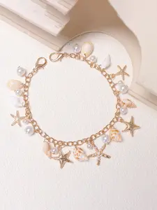 Ocean Bag Purse Charm, Handbag Accessory, Belt Chain Pocket Chain Charm Bohemian Starfish Conch Bag Chain Charm Star Faux Pearl Beaded Handbag Chain Strap Replacement Strap Handle Extender Chain for Women Crossbody Shoulder Bag Purse Accessories