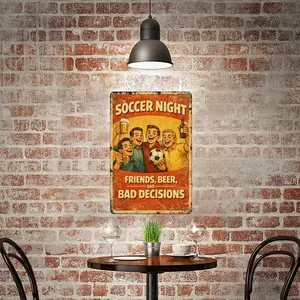 Funny Soccer Party Metal Sign 12x8 Inch Vintage Retro Wall Decor Game Night Friends Gift Football Decor