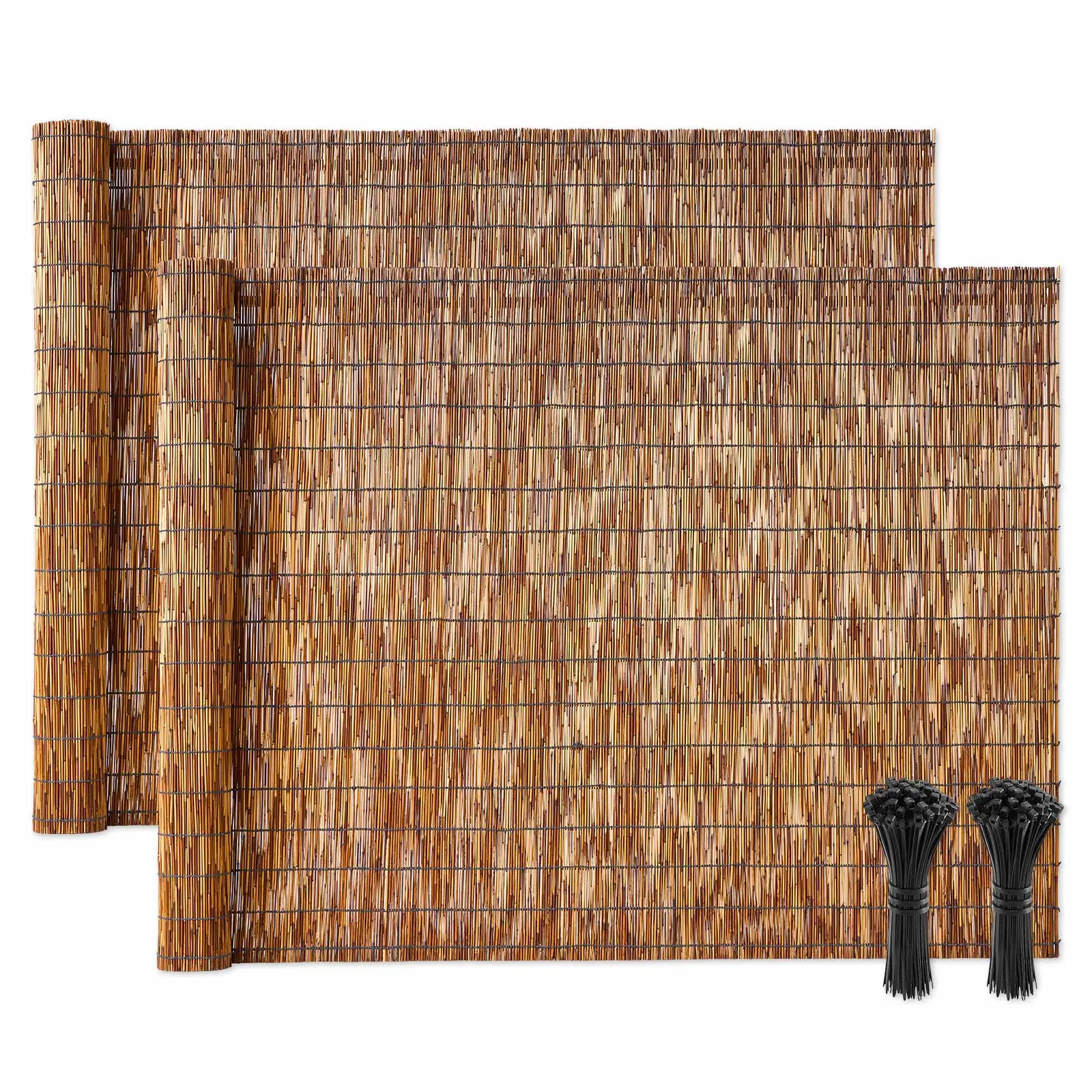 【SummerFinds】VEVOR Natural Reed Fencing, 4 ft x 16.4 ft, 2 Pack Decorative Natural Reed Fencing Roll, Decorative Fence for Divider, Privacy Screen Panel Curtain for Balcony Patio Garden Backyard Outdoor, Brown
