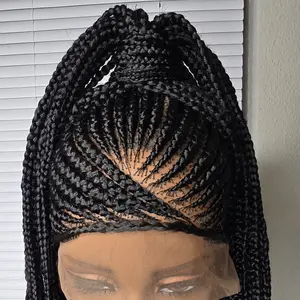 Black 36inches Synthetic Braided Wig Ponytail Style for Classic Ladies Unisex Versatile Accessory