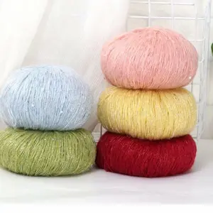 Lace Mohair Yarn with Sequins, Crochet Knitting Yarn with Lurex, Fashion Sweater Shawl Needlework Yarns, 450m/PC 50g Knitting Supplies