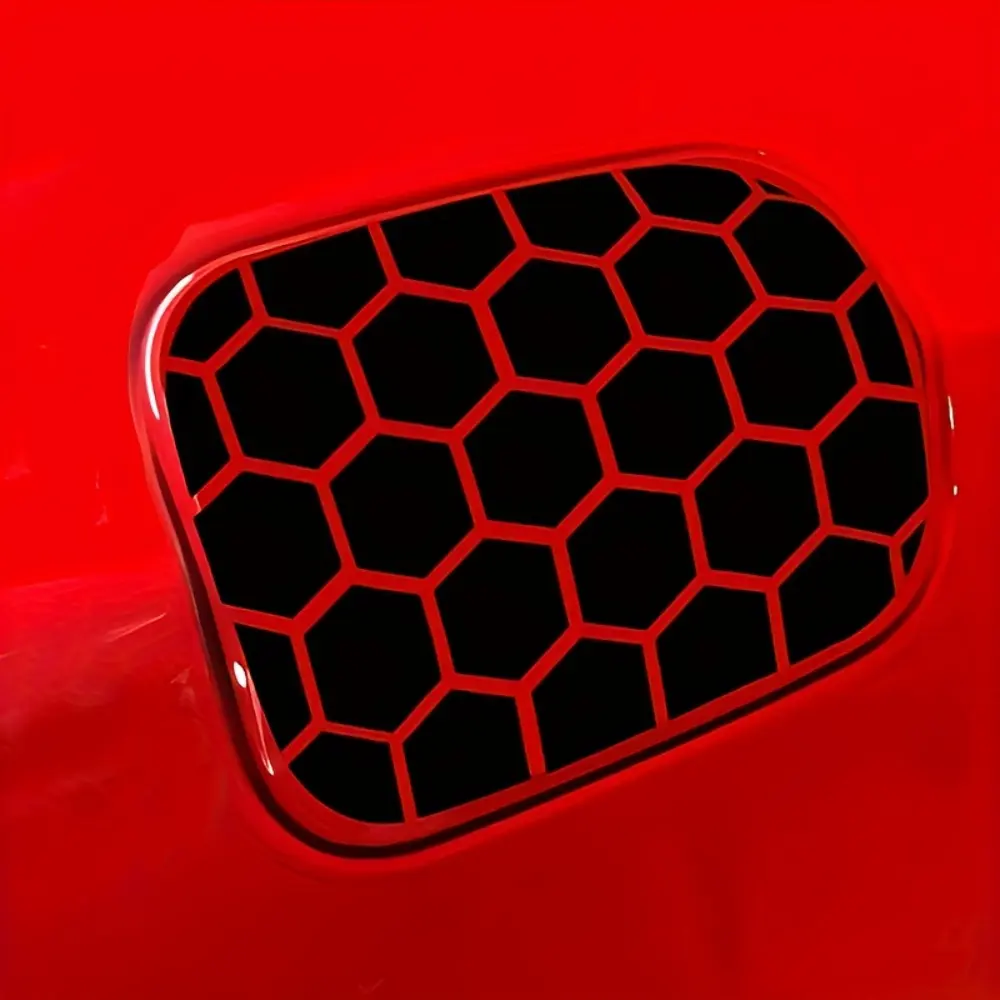 1PC Hardcore Mechanical Red-Black Honeycomb Logo Sticker, Car Decorative Sticker For Cars - For car parts. Full of industrial mechanical vibe, add red-black honeycomb texture + geometric grid elements. A decor for mechanical racing style lovers