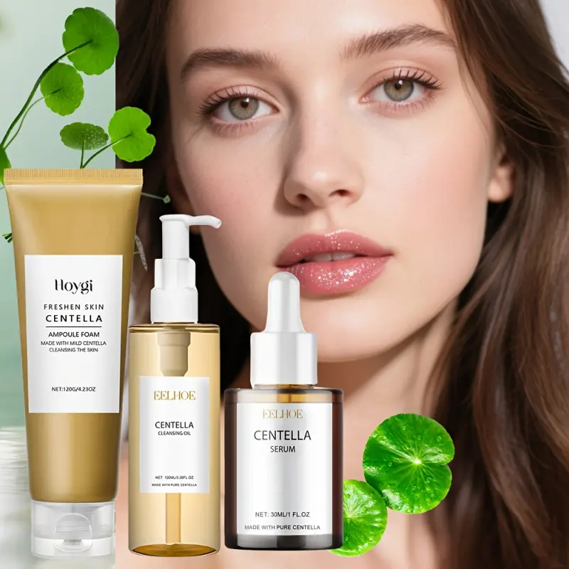 Hot selling 3 piece Centella asiatica Skin Care Set, Hydrating Set, Hydration Care Set, cool and mild, moisturize, improve dry skin, mildly clean skin, delicate pores, smooth and tender skin, Glow, send gifts to friends