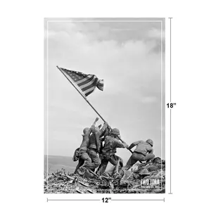 1945 Iwo Jima Marines Flag Raising World War Photo Art Print Poster, Artistic Wall Decoration for Room
