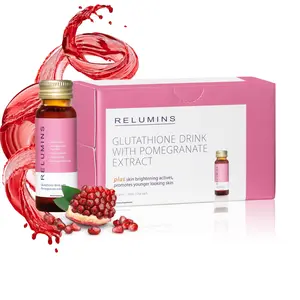 Relumins Glutathione Hydration Shots - Post-Summer Skin Recovery & Cold Weather Hydration - Collagen-Boosting Antioxidant Drink for Radiant, Firm Skin - Pomegranate Flavor – 10 Bottles