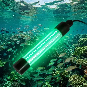 12V Green fishing light, IP68 Waterproof Super Bright led Fish Bait Submersible Dock Underwater Fishing Light Attractants for at Night Snook Crappie with 16.4FT Cord