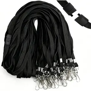 30 Pack Breakaway Lanyards with J-Hook Black Bulk Lanyards for Name tag ID Badges