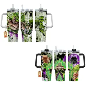 Broly 40oz Legendary Warrior Graphic Tumbler - Insulated Travel Mug with Handle - Premium Anime Art Inspired Stainless Steel Cup