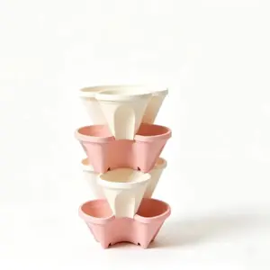 1 Set of 4 Tier Vertical Planter Stackable Tower Planters Strawberry Herb Flower and Vegetable Pots Indoor Outdoor