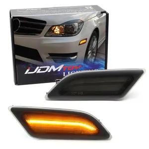 iJDMTOY Smoked Lens Amber Full LED Front Side Marker Light Kit For 2012-14 Mercedes W204 LCI C250 C300 C350 Sedan/Coupe, Powered by SMD LED