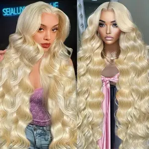 gk 40-Inch 613 Blonde 13X6 Body Wave HD Lace Frontal Pre Plucked Glueless Wig, 180% Density Hairline With Baby Hairs, Natural Look (20-40 in Available), Hd Lace Wigs, Pre Plucked Wigs