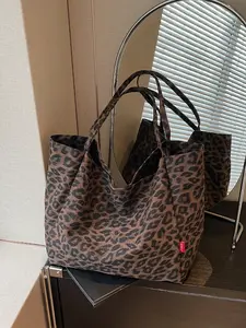 Women's New Large Capacity Leopard Print Letter Design Tote Bag, High Quality Bag, Handheld Shoulder Bag for Work and Daily Use, Stylish and Practical, Handbag Tote Bag, Daily Commuter Bag