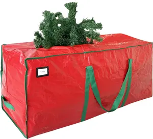 7.5 ft Christmas Tree Storage Bag - Durable Heavy Duty  Artificial Xmas Holiday Tree Bag with Reinforced Handles and Dual Zippers Wide Opening - Red