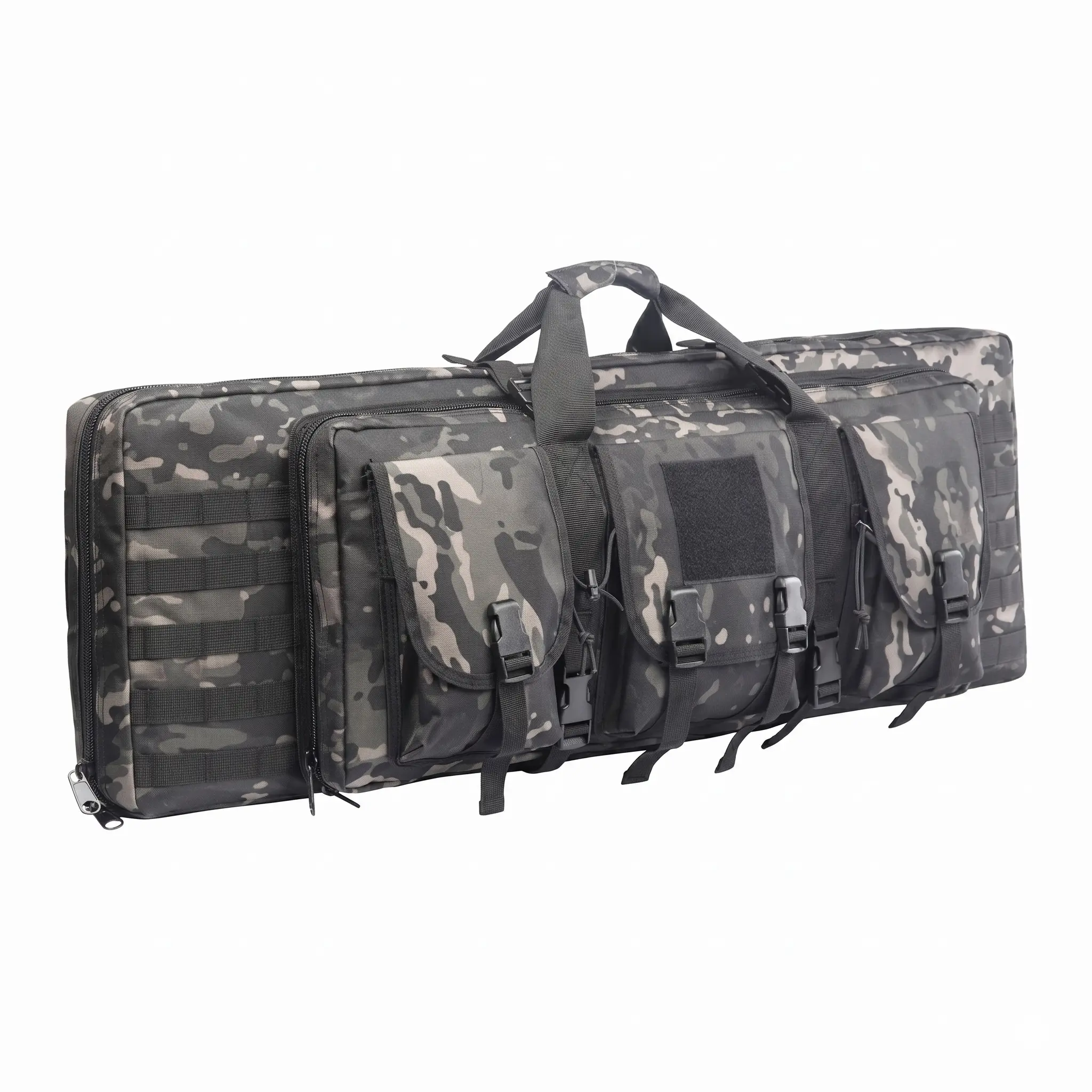 42-Inch Outdoor Deluxe Double Rifle Gun Bag with PVC Gloves, Camouflage Design, Zip Closure, Quick Access Key Storage, Adjustable Padded Backpack Straps & Protective Build for Hunting Enthusiasts