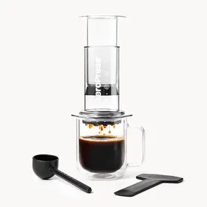 AeroPress Clear Coffee Press - All-in-One French Press, Pour-Over & Espresso Style Manual Brewer, 2 Min Brew for Less Bitterness, More Flavor, Small Portable Coffee Maker, Travel & Camping