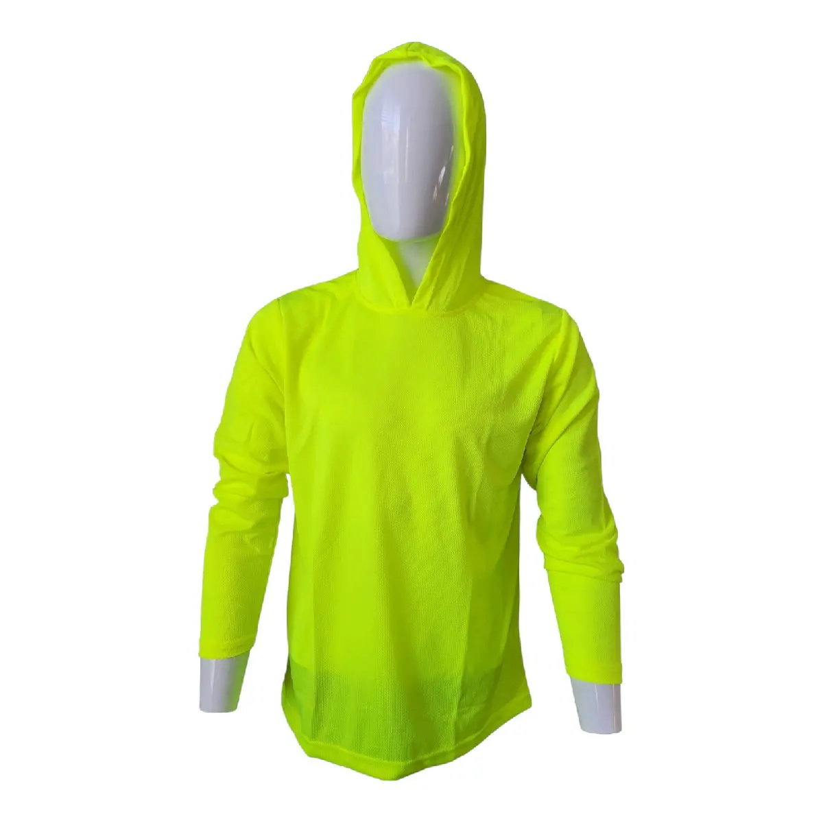 High Vis Adjustable Safety Green Quikdry Polyester Mesh Long-Sleeve Hoodie - Industrial Work Clothing for Safety-Conscious Individuals, Home Improvement Gear