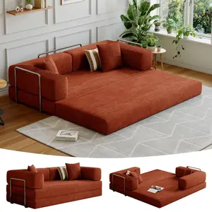 Convertible Sleeper Sofa Bed,Compressed Floor Boneless Couch,Modular Modern Corduroy Sofa for Living Room Bedroom -with Fixed-Shape Frame and Support Armrest,Easy Assembly