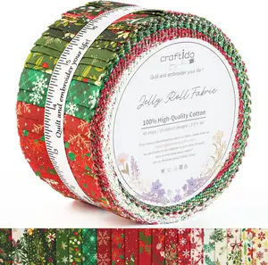Craftido 100% Cotton Jelly Roll Fabric 40 Strips 2.5" x 44" Precut for Quilting Sewing Crafting Home Decor Winter Christmas Mothers Day Gift