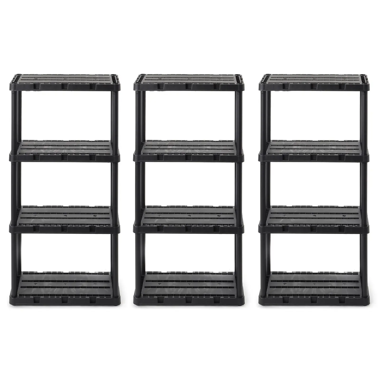 4-Tier Heavy Duty Plastic Standing Storage Shelving Rack Organizer - Ventilated Multipurpose Unit for Home, Garage, Kitchen