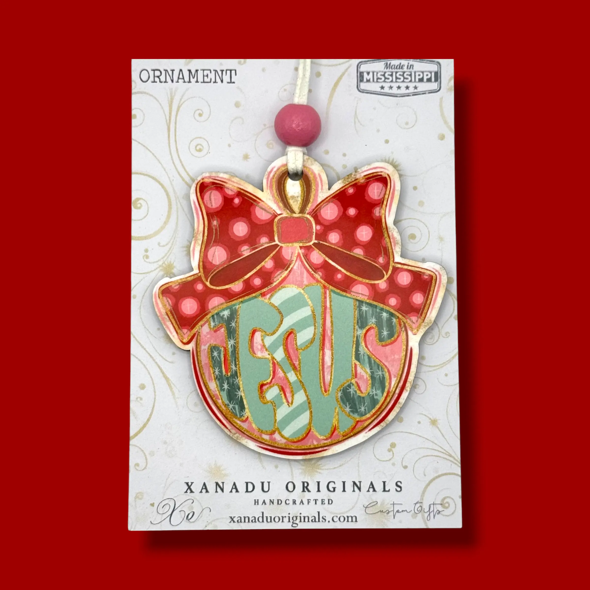 Jesus Bubble Letter Bauble Christmas Ornament, Traditional Holiday Tree Decor, Christian Faith Keepsake