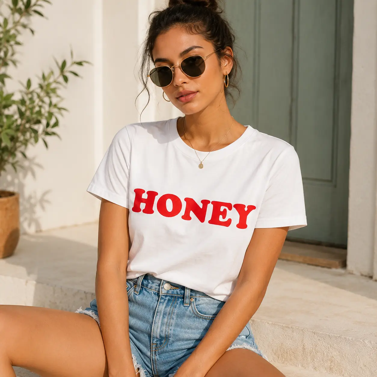 Women's Printed T-Shirt, Oversize Cut Trailblazer Graphic Cotton Top with Short Sleeves, Standard US Fit, Shortsleeve, Women's Clothes, Everyday Wear, Round Neck, No, Apparel, Oversized, Tshirt, Fabric, Digital Print