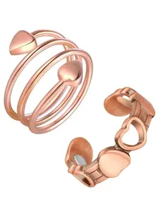 2pcs Copper Heart Design Ring for Women,99.99% Pure Copper Magnetic Rings, Fashion Heart Rings, Heart Shaped Ring, Gifts for Women