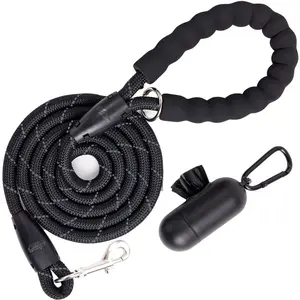 Gorilla Grip Dog Leash, Heavy Duty Reflective Rope Leashes for Large, Medium, Small Breed Dogs, Puppy Training Essential for Walks, Hikes, Soft Handle, Rotating Metal Clip, Waste Bag Dispenser