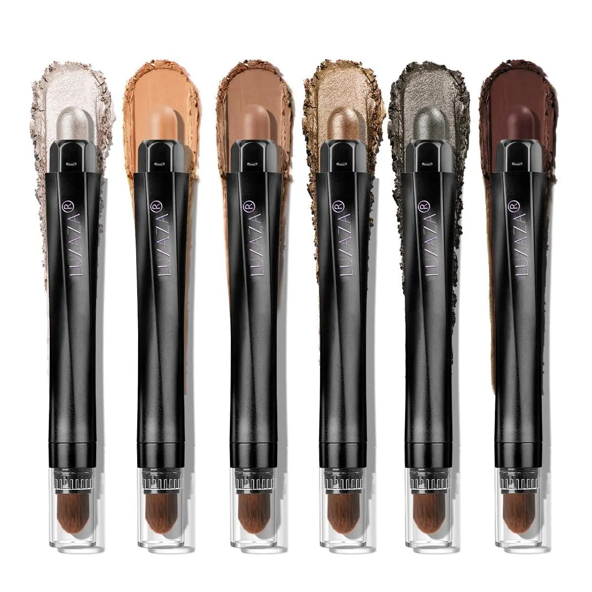 LUXAZA PRO Neutral Brown Eyeshadow Stick Cosmetic 6PCS Set, Matte Shimmer Metallic Cream Eye Makeup, Eyeliner Brightening Pencil Crayon for All Skin - BROWN LATTE