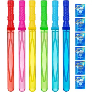 14.6’’ Big Bubble Wands for Kids, 6 PCS Bubble Wand with Refill Solution for Summer Toy Party Favor, Outdoors Toy Activity, Easter Basket Stuffers, Birthday Gift