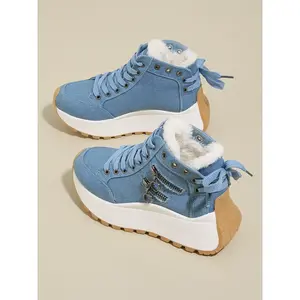 Women's Winter Boots, Fluffy Snow Boots, Silver Color Loafers, Thick Sole Mary Jane Flats, Casual Sporty Shoes for All SeasonsGiftGift