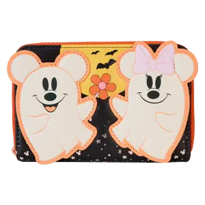 Mickey & Minnie Floral Ghost Glow Zip Around Wallet