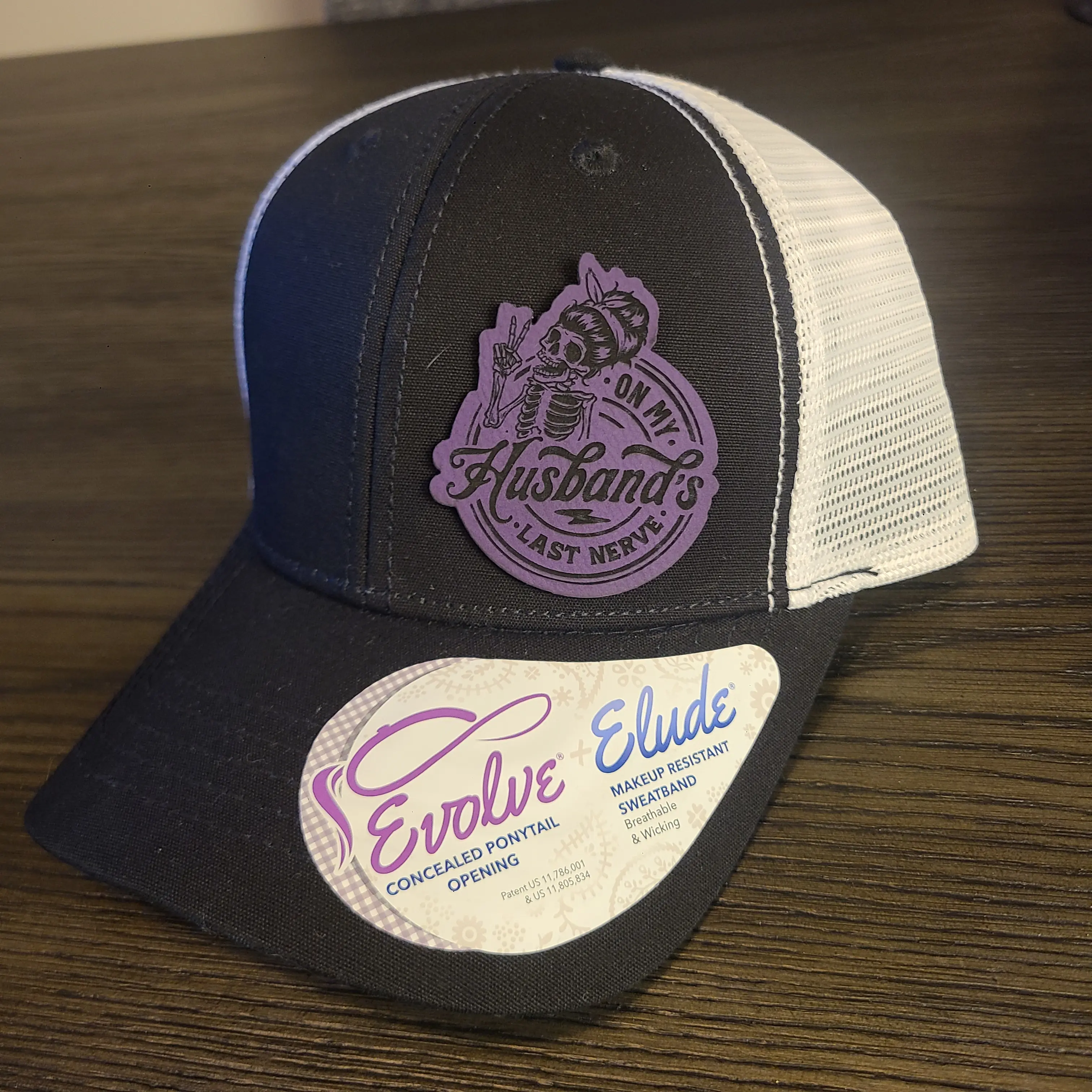 On My Husband's Last Nerve Truck Hat, Richardson 112, Yupoong 6606, Infinity Her ponytail hat, gift for her, birthday gift, party hat