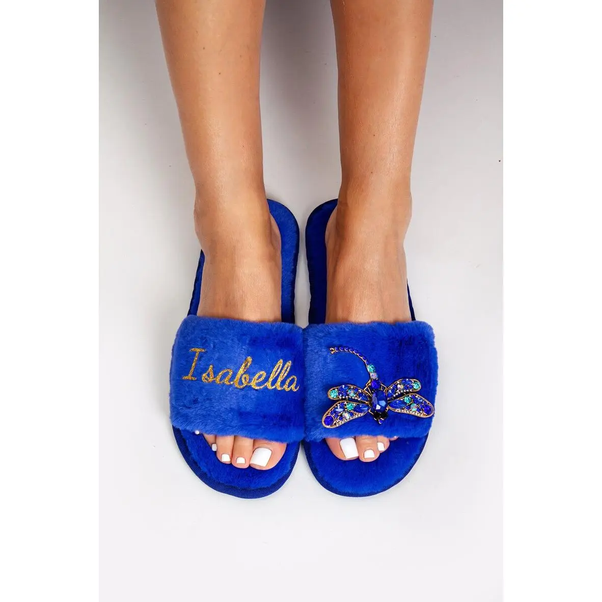 Custom Name Dragonflies Fluffy Slippers