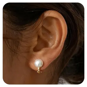 CASSIECA Pearl Earrings Clip on Earrings for Women 14K Gold Plated  Long Dangle Pearl Drop Ear Clips for Wedding, Bridal Gifts earrings  lovers