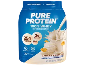 Pure Protein Vanilla Milkshake 100% Whey Protein Powder -  (1.75 lb. Canister)