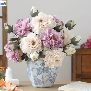 [Artificial Peony Flowers] Two-Headed Autumn-Colored Artificial Peony Flowers for Living Room, Dining Table Decoration, Flowers for Home, Imitation Flower Bouquet Display Props, Faux Autumn Floral Table Centerpiece & Holiday Gift